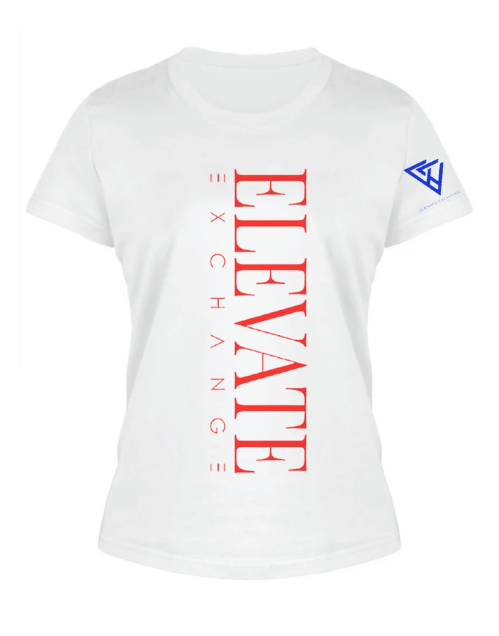 Women’s Vertical White, Red & Royal Blue Tee